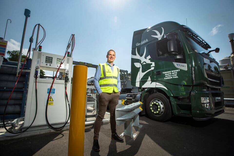 Glenfiddich runs its delivery trucks on biogas made from Whisky Waste